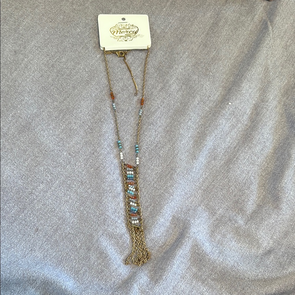 Gold and Turquoise Beaded Necklace